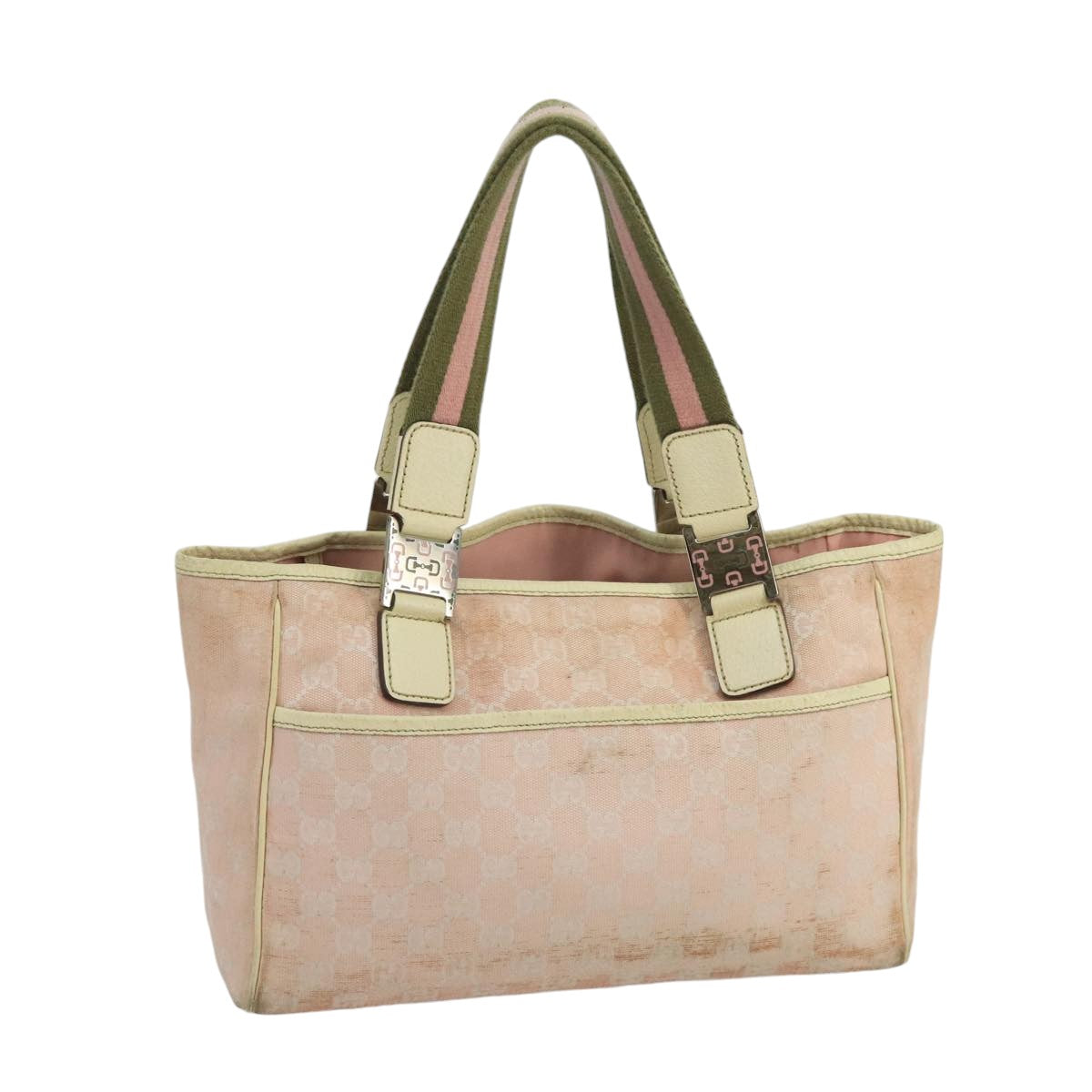 GUCCI GG Canvas Sherry Line Hand Bag Pink Green 99914