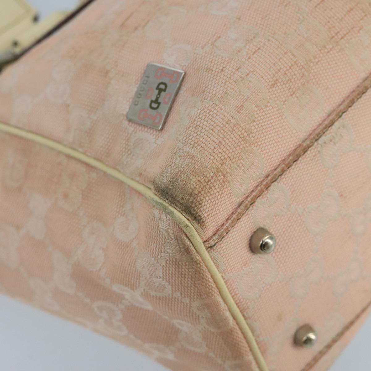 GUCCI GG Canvas Sherry Line Hand Bag Pink Green 99914