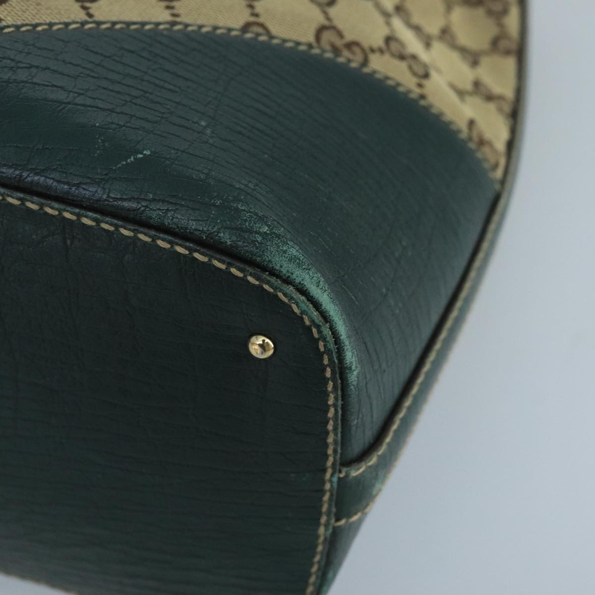 GUCCI GG Canvas Sherry Line Hand Bag Beige Green 99917