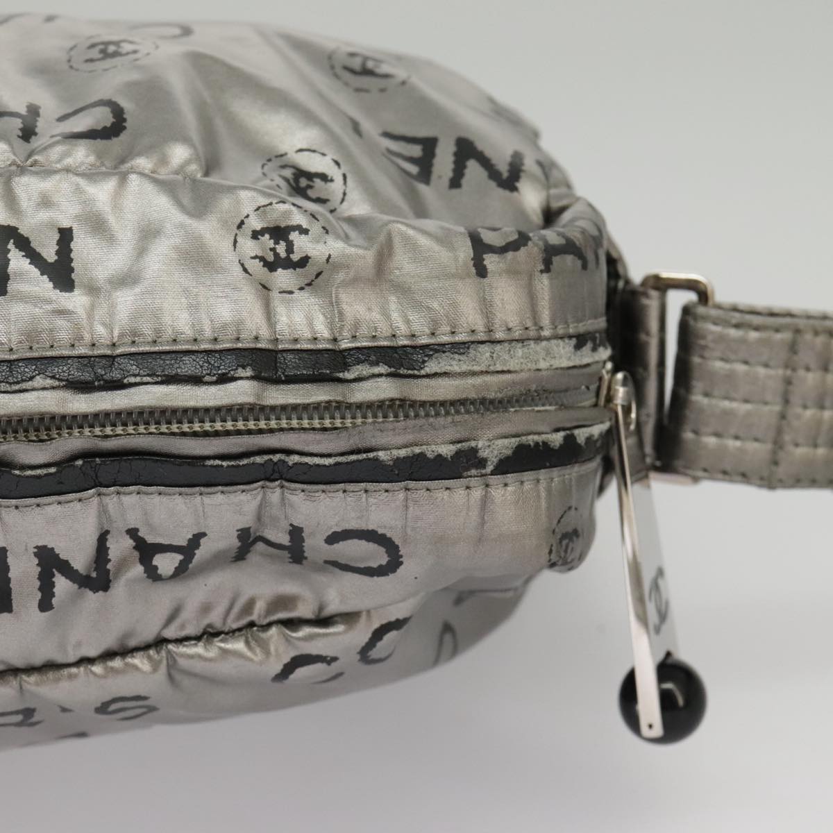 CHANEL Unlimited Shoulder Bag Nylon Silver CC 99931