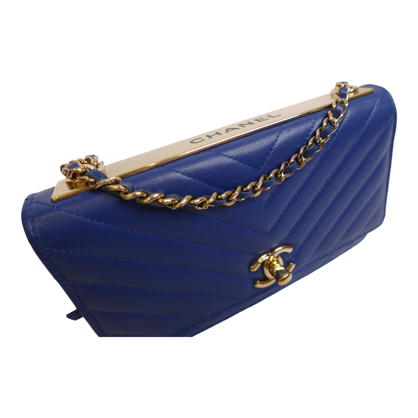 Chanel Lambskin Chevron Quilted Trendy Wallet On Chain