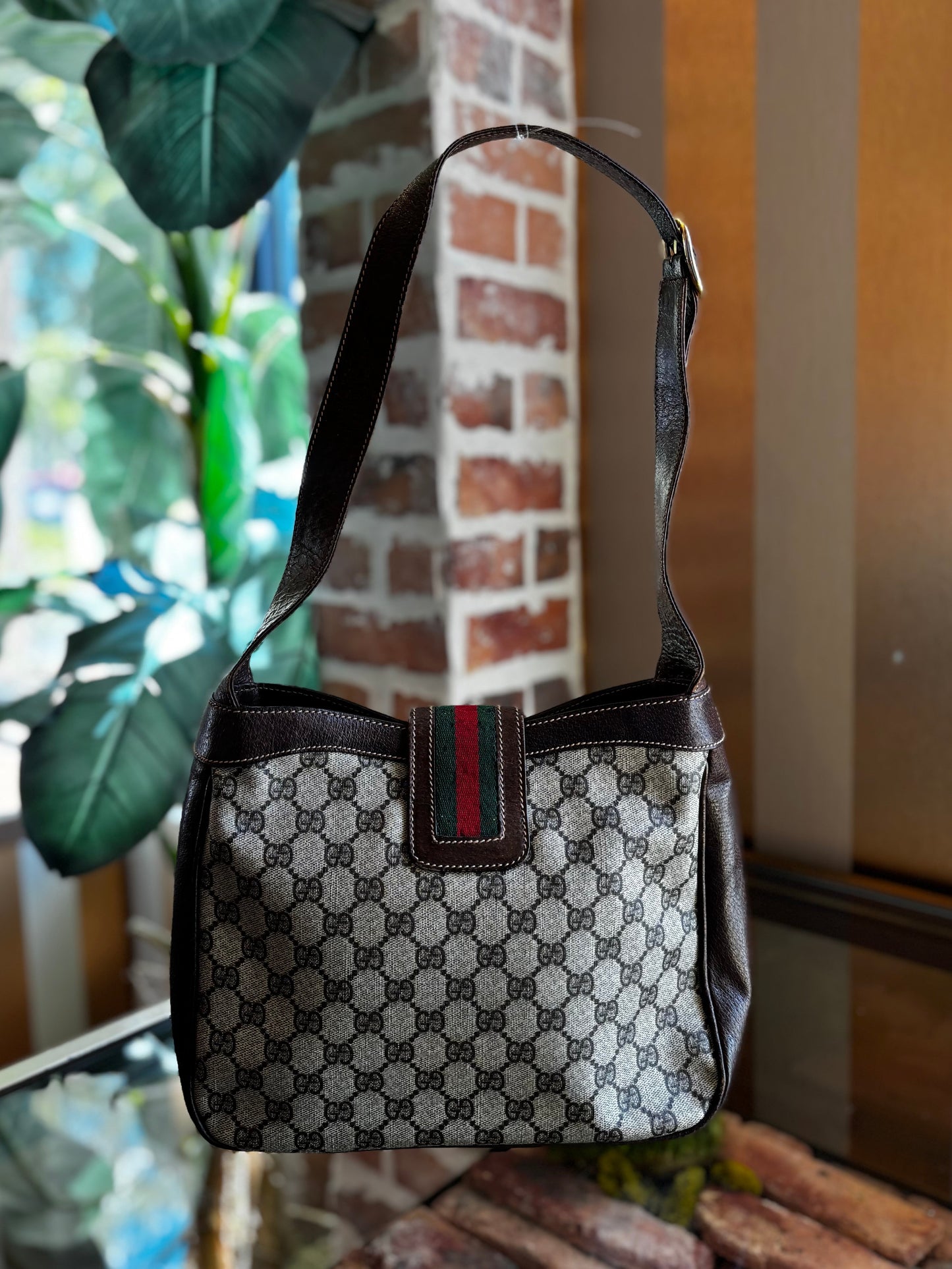 GUCCI GG Web Sherry Line Shoulder Bag