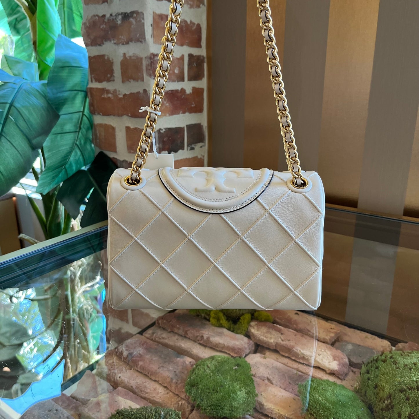 TORY BURCH Fleming Convertible Cream Shoulder Bag