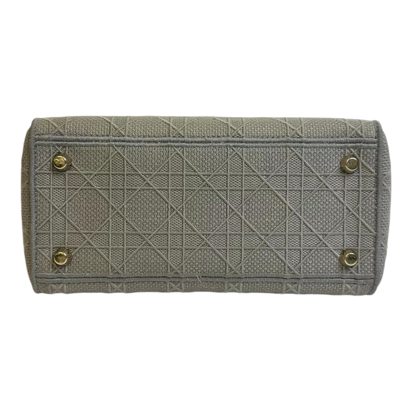 Christian Dior Canvas Embroidered Cannage Medium Lady D-Lite Gray