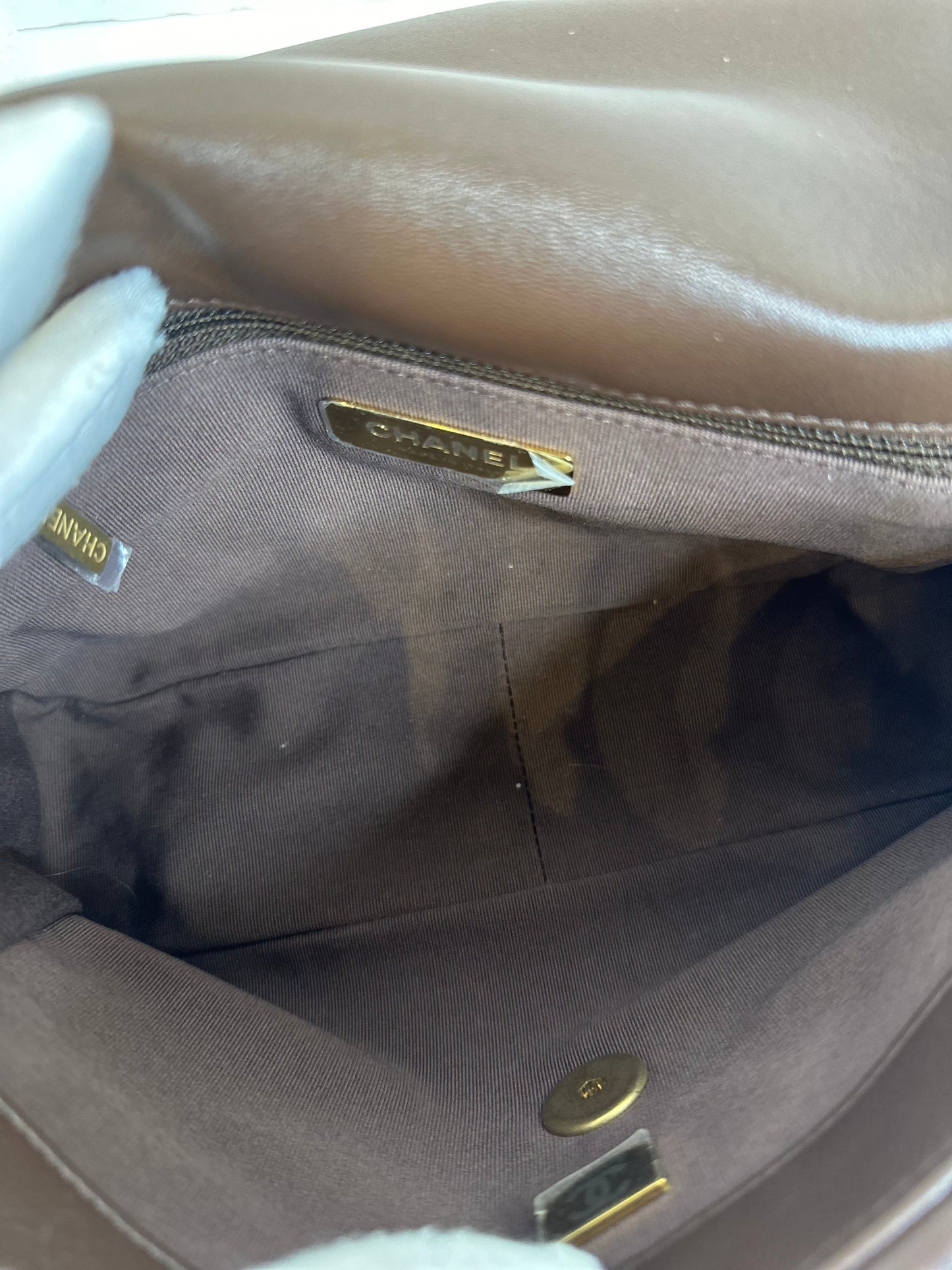 Chanel Lambskin Quilted Medium Chanel 19 Flap Brown