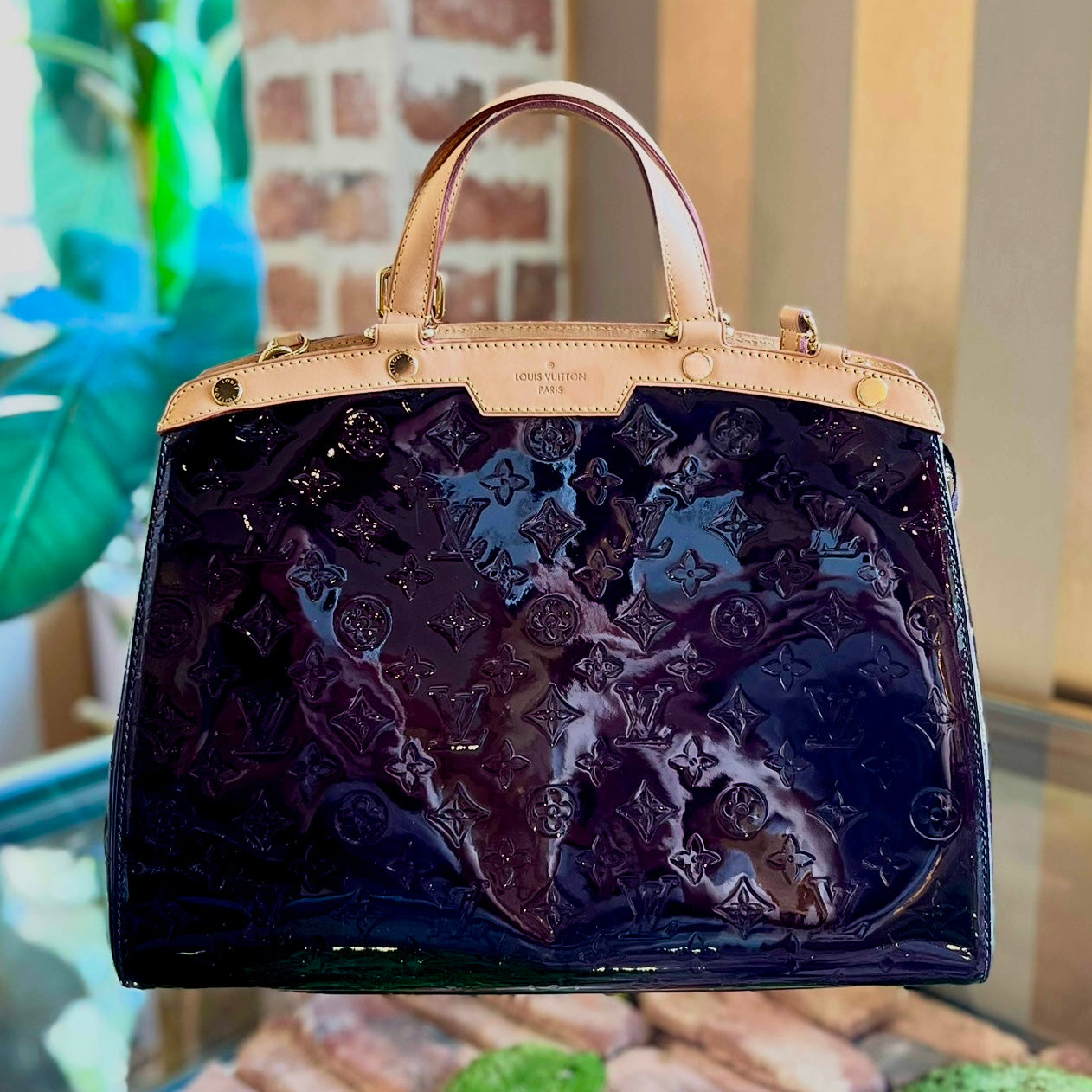LOUIS VUITTON Brea GM Amarante Vernis Patent Leather Shoulder Bag