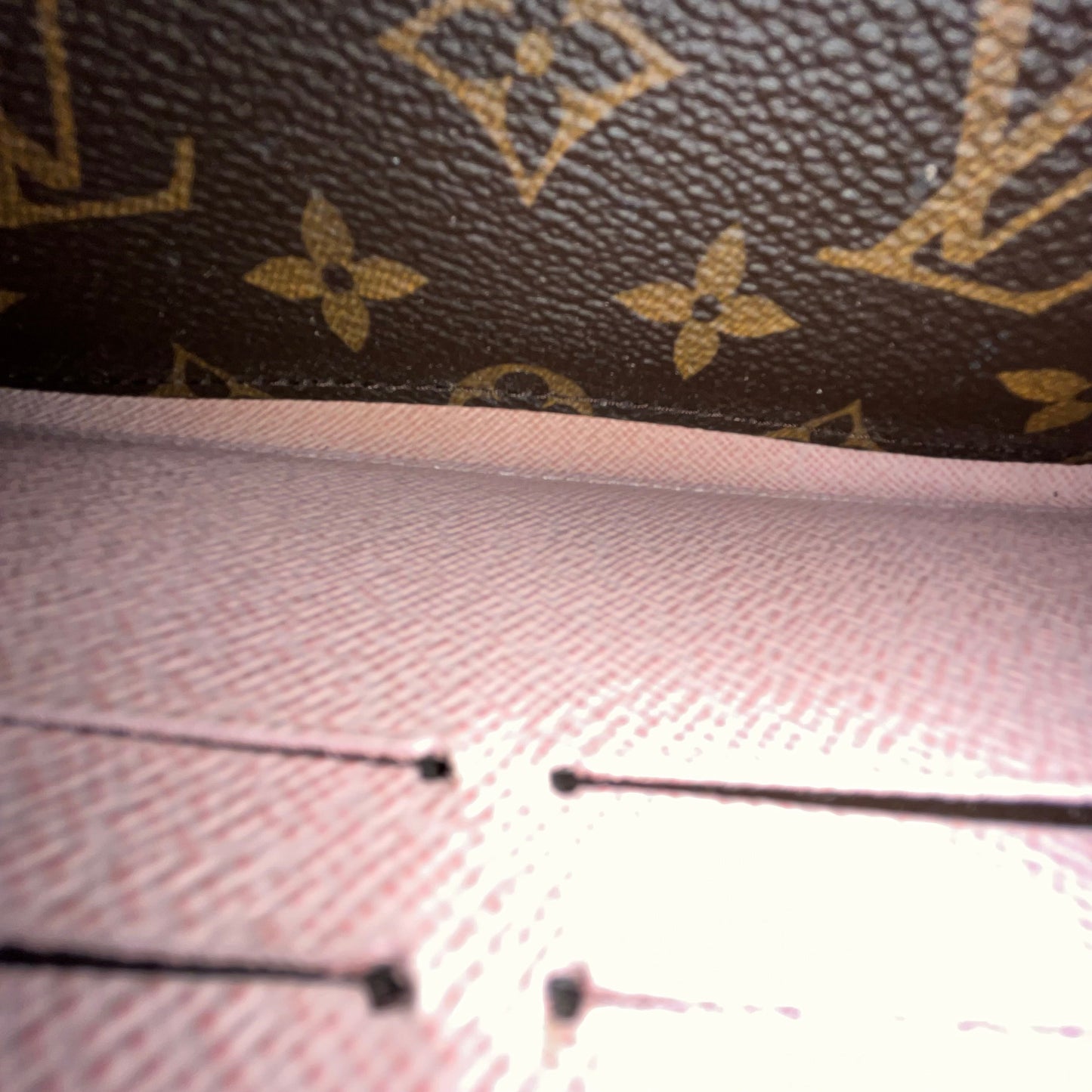 LOUIS VUITTON Clemence Monogram Rose Ballerine Wallet