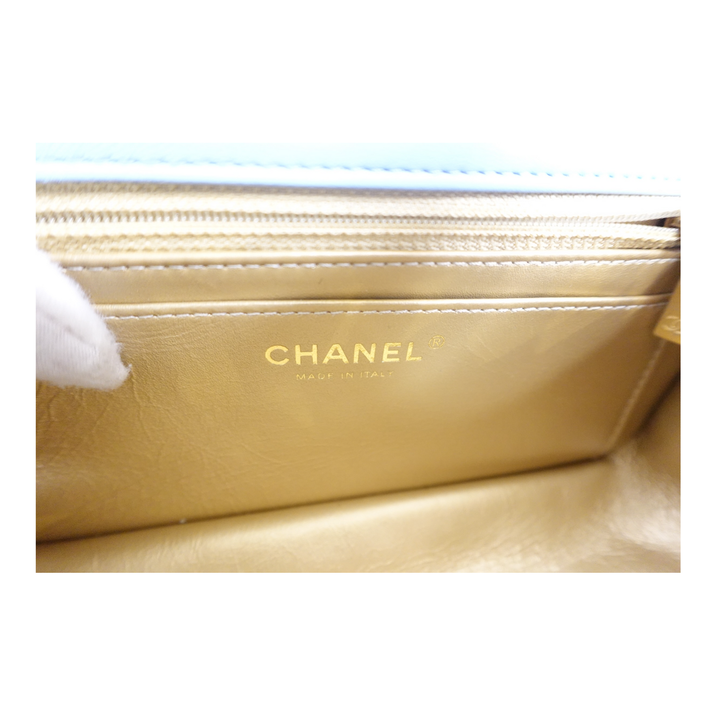 Chanel Blue Lambskin Quilted Mini Pearl Crush Flap Bag