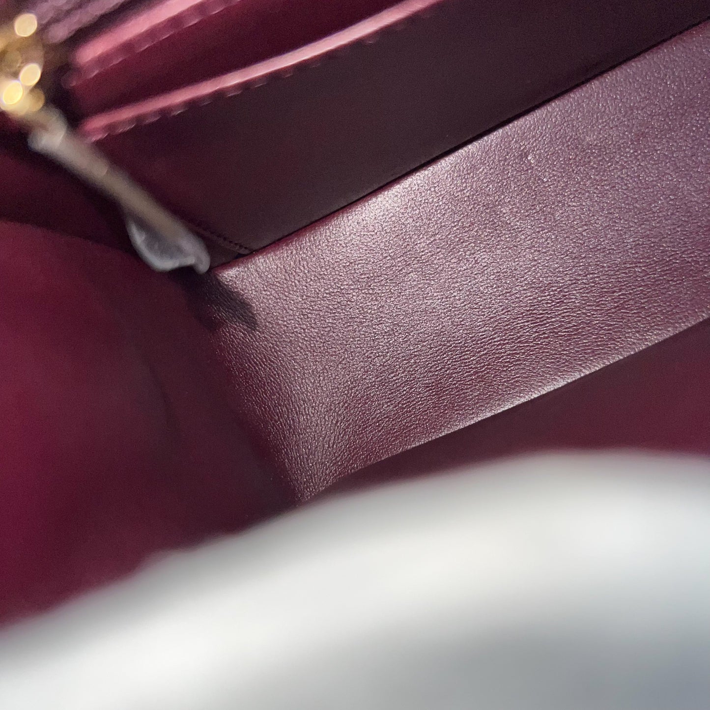 GLM-Classic Rectangle Mini Flap Bag in Burgundy Lambskin and LGHW