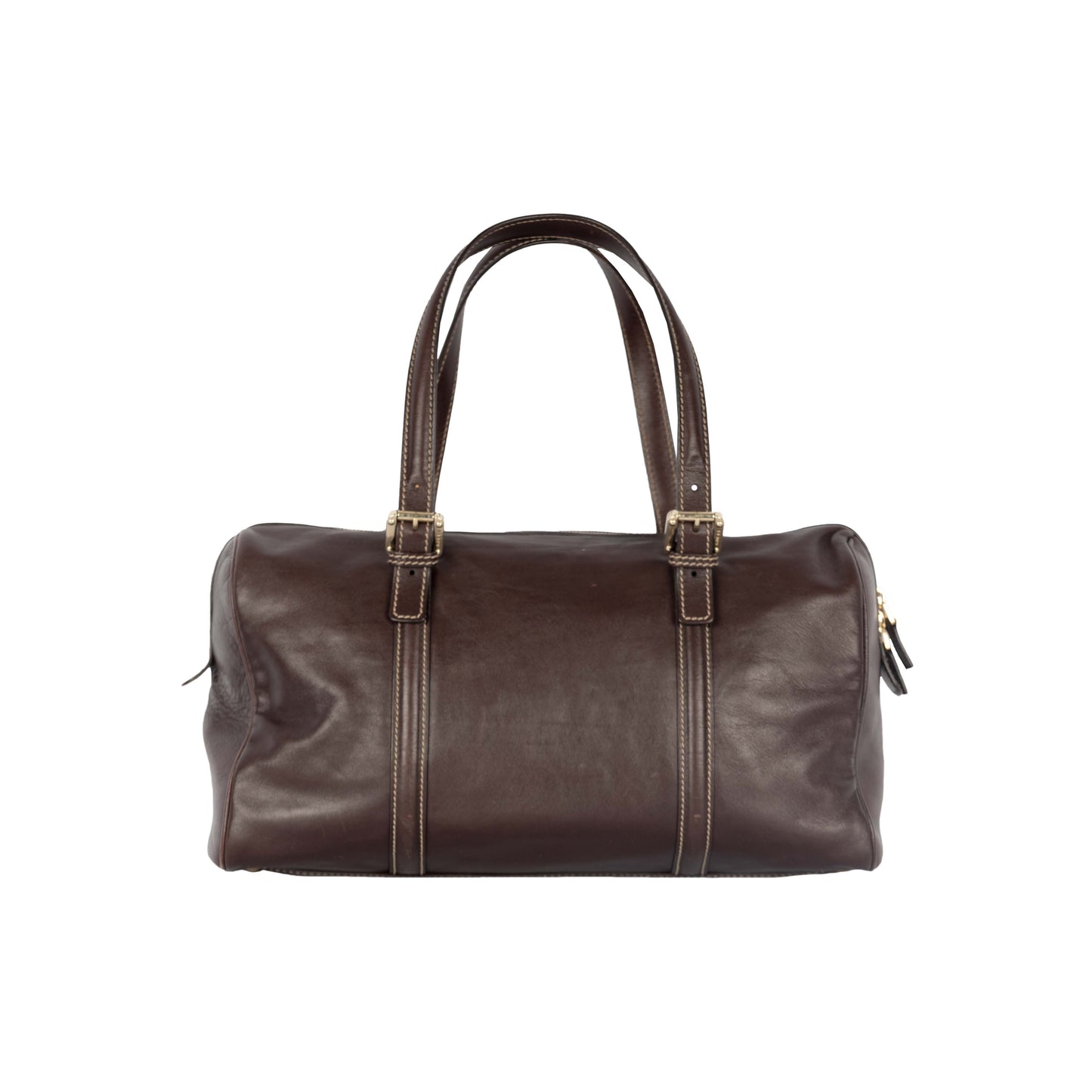 GLM-- Dark Brown Leather GG Britt Boston Bag - '10s