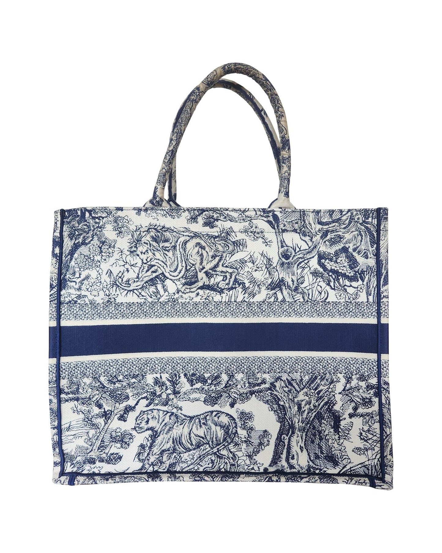 Dior Book Small Tote Bag in Navy Blue Canvas