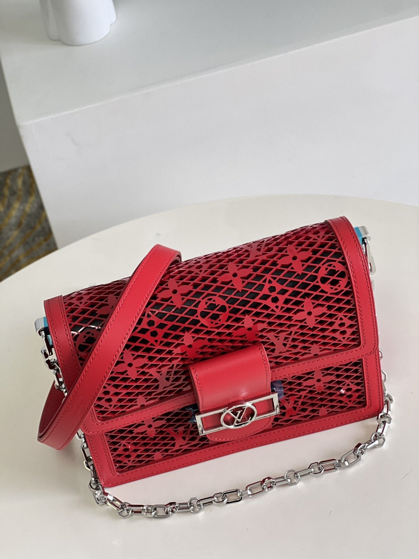 LV Mini Dauphine Bags By Nicolas GhesquiÃƒÂ¨re With Monogram LaGLAMI Red For Women 20cm LV M20359