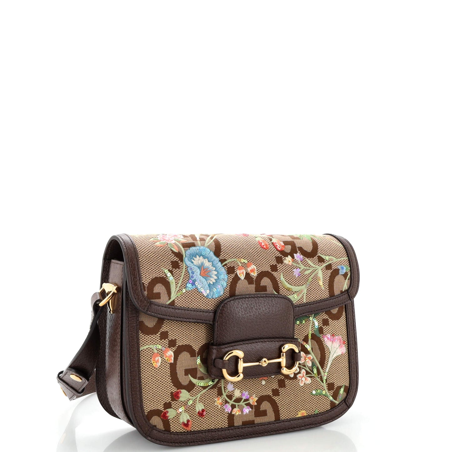 Horsebit 1955 Shoulder Bag Jumbo GG Flower Jacquard Small