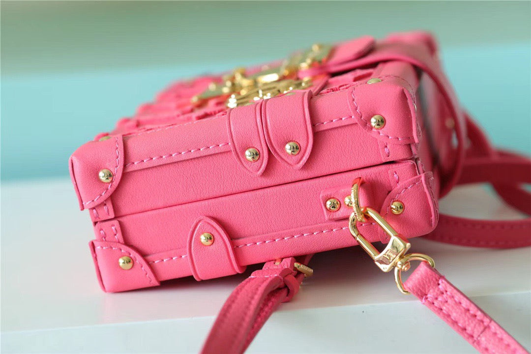 LV Petite Malle Tufted GlamIuo Pink For Women,  Shoulder And Crossbody Bags 7.9in/20cm LV M20745