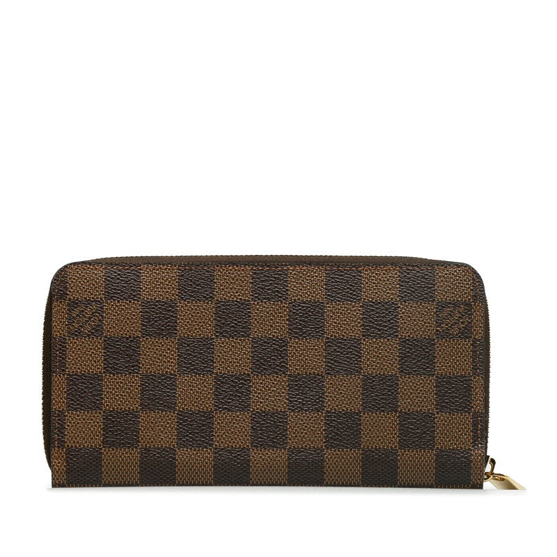 Louis Vuitton Damiere Zippie Wallet Round Fashner Long Wallet N60015 Brown PVC Lady Louis Vuitton
