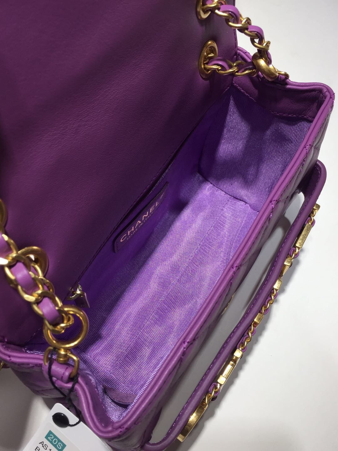 CHLFront Logo Small GlamIap Bag Gold Hardware Purple For Women Handbags, Shoulder Bags 8.2in/21cm AS1490