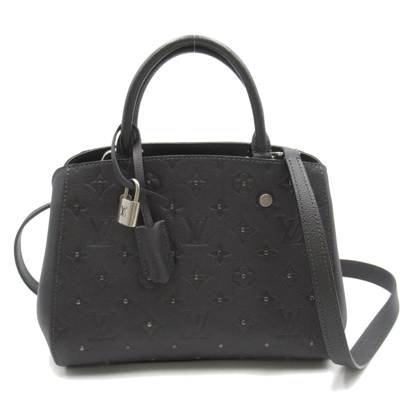 Louis Vuitton Montaigne BB 2w Shoulder Bag Leather Monogram Emplant  Grey Platinum M50665