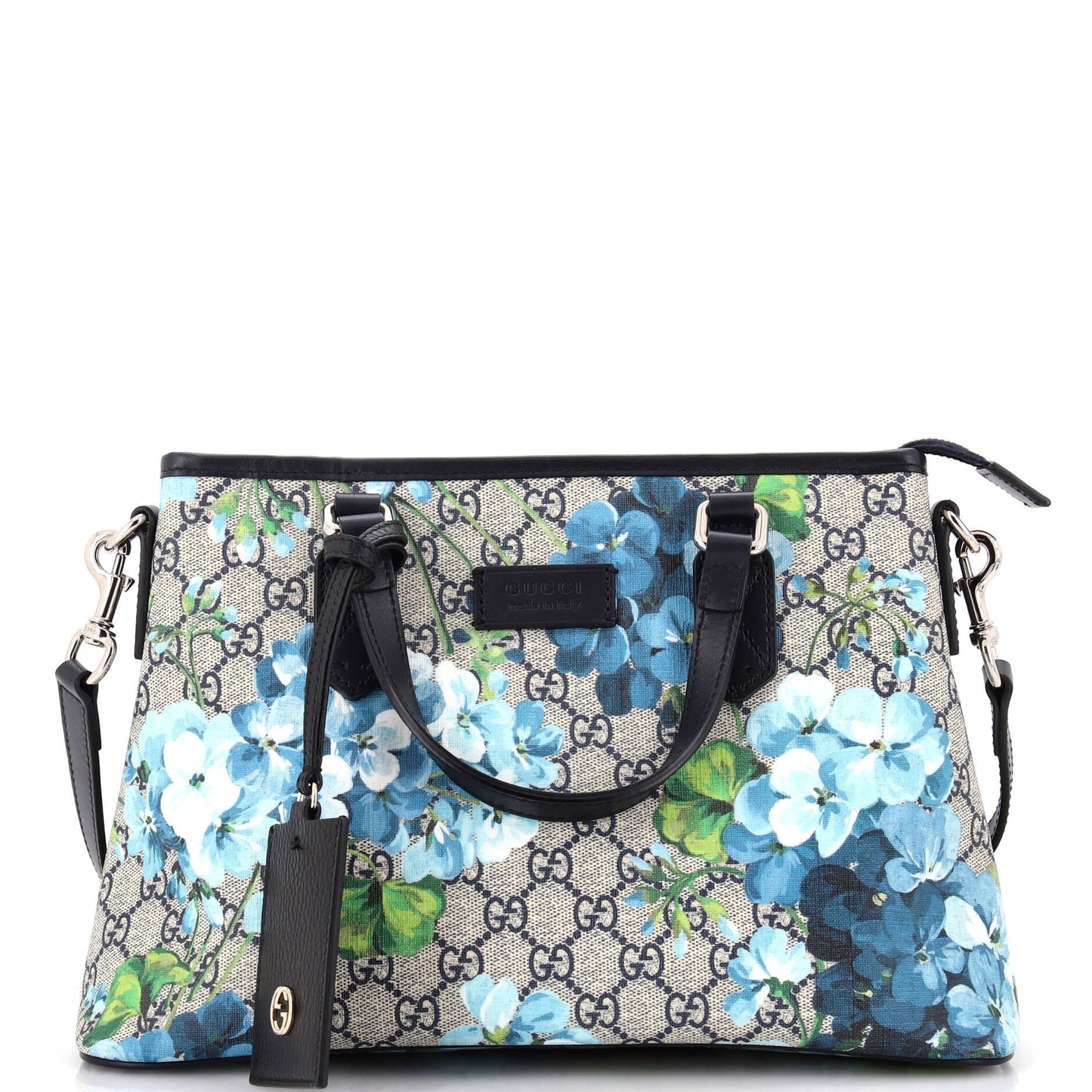 Convertible Zip Tote Blooms Print GG Coated Canvas Medium