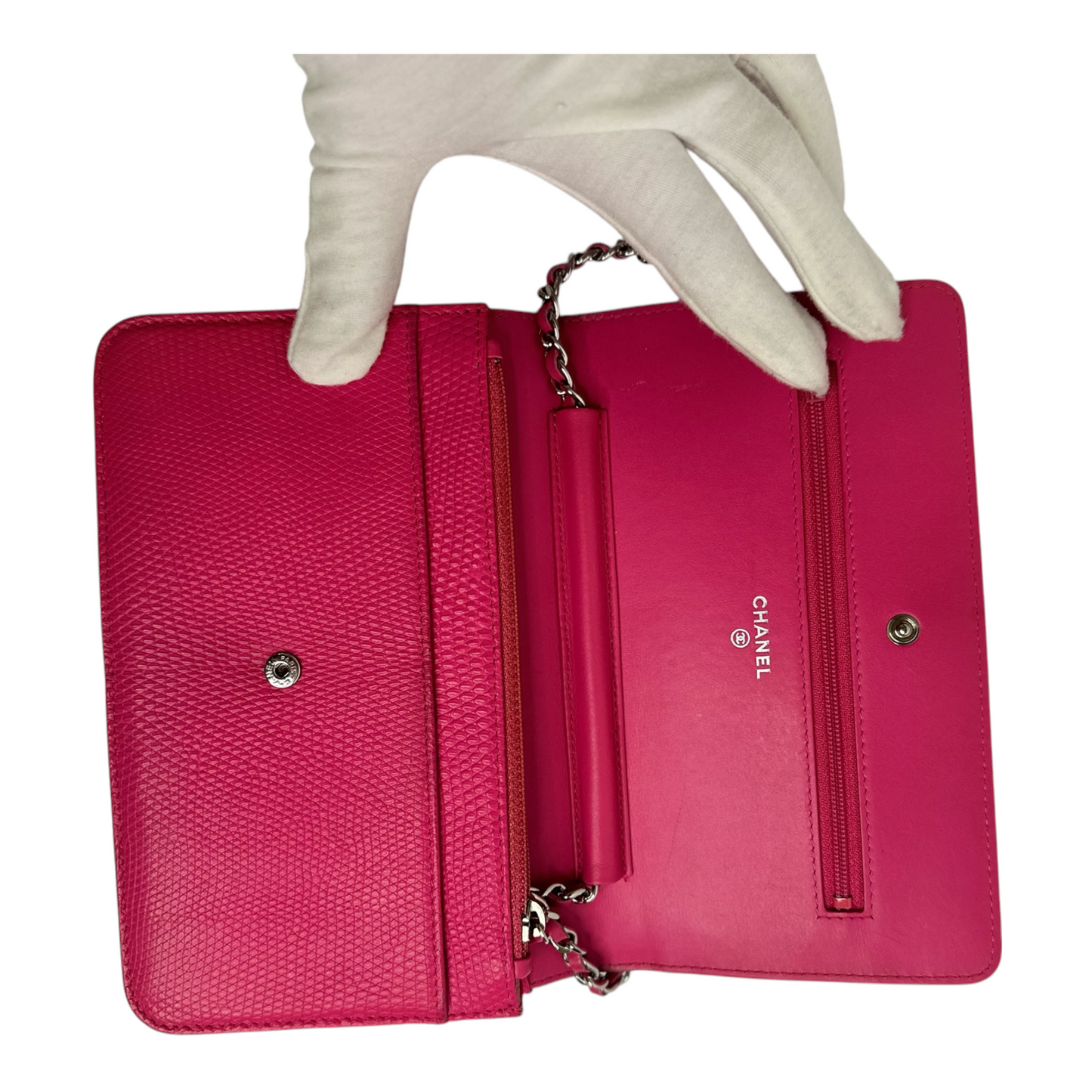 Chanel Hot Pink Lizard WOC Wallet On Chain