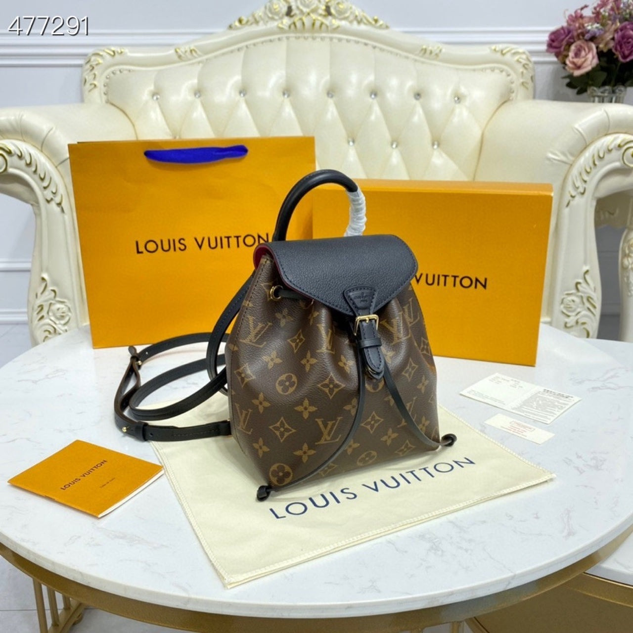 LV Montsouris GLAMI Backpack Monogram Canvas Black For Women, WoBackpack 7.9in/20cm LV M45516