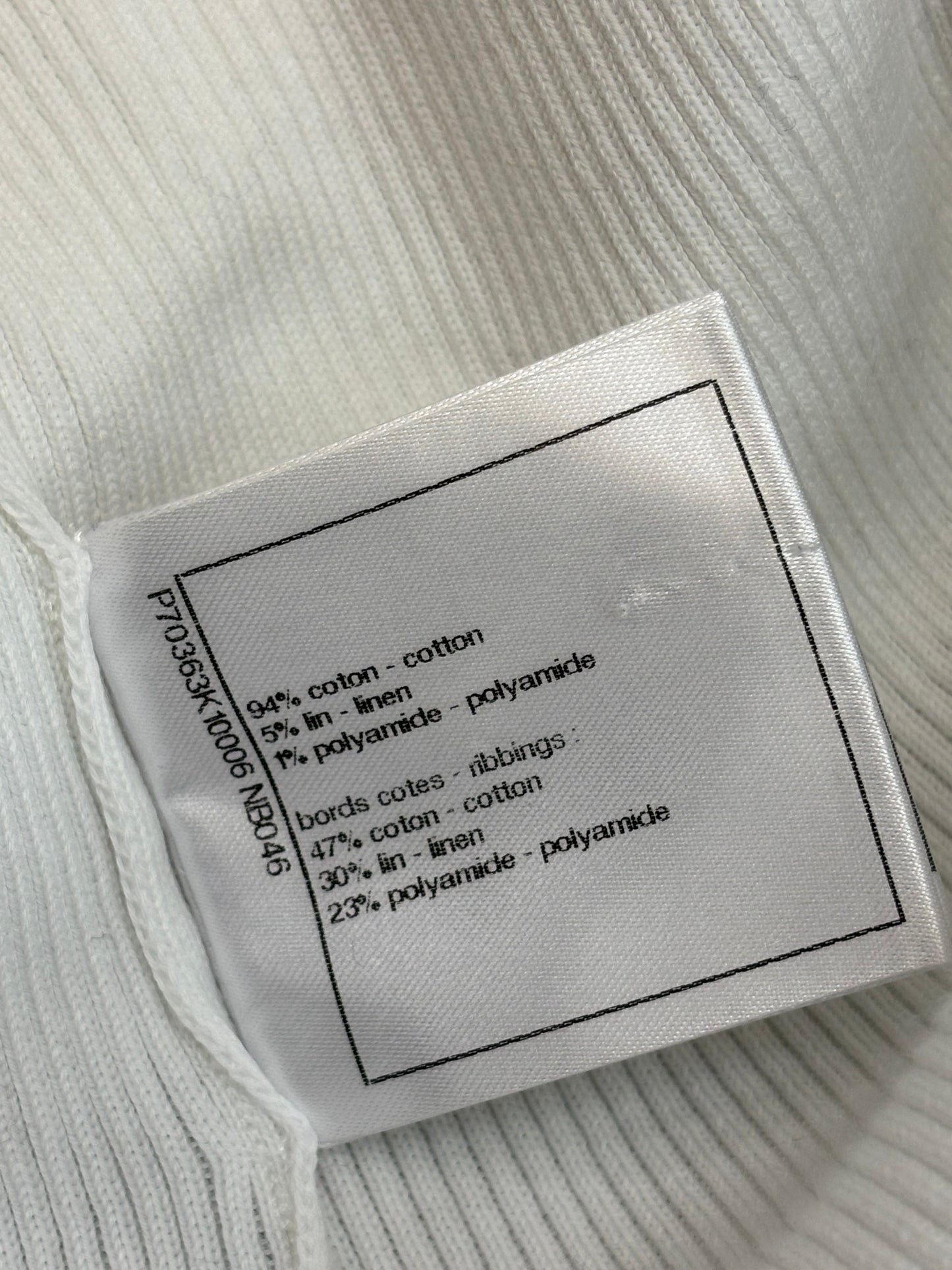 CHANEL White Ribbed Multicolor Clover Tank Top Sz 40(10US)