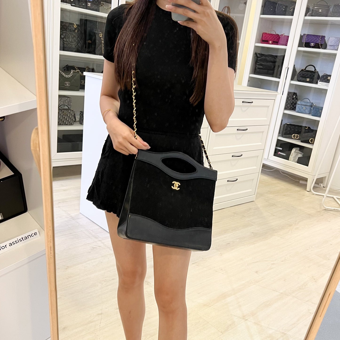 GLM-Large  31 Bag in Black Fabric and Lambskin and 24K GHW