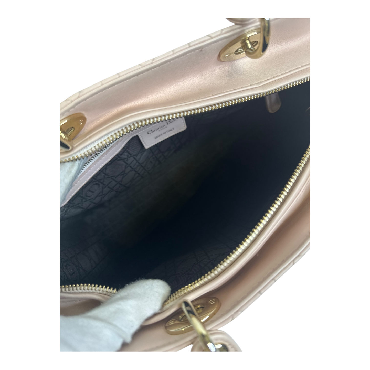 Christian Dior Lambskin Cannage Large Lady Dior Light Pink