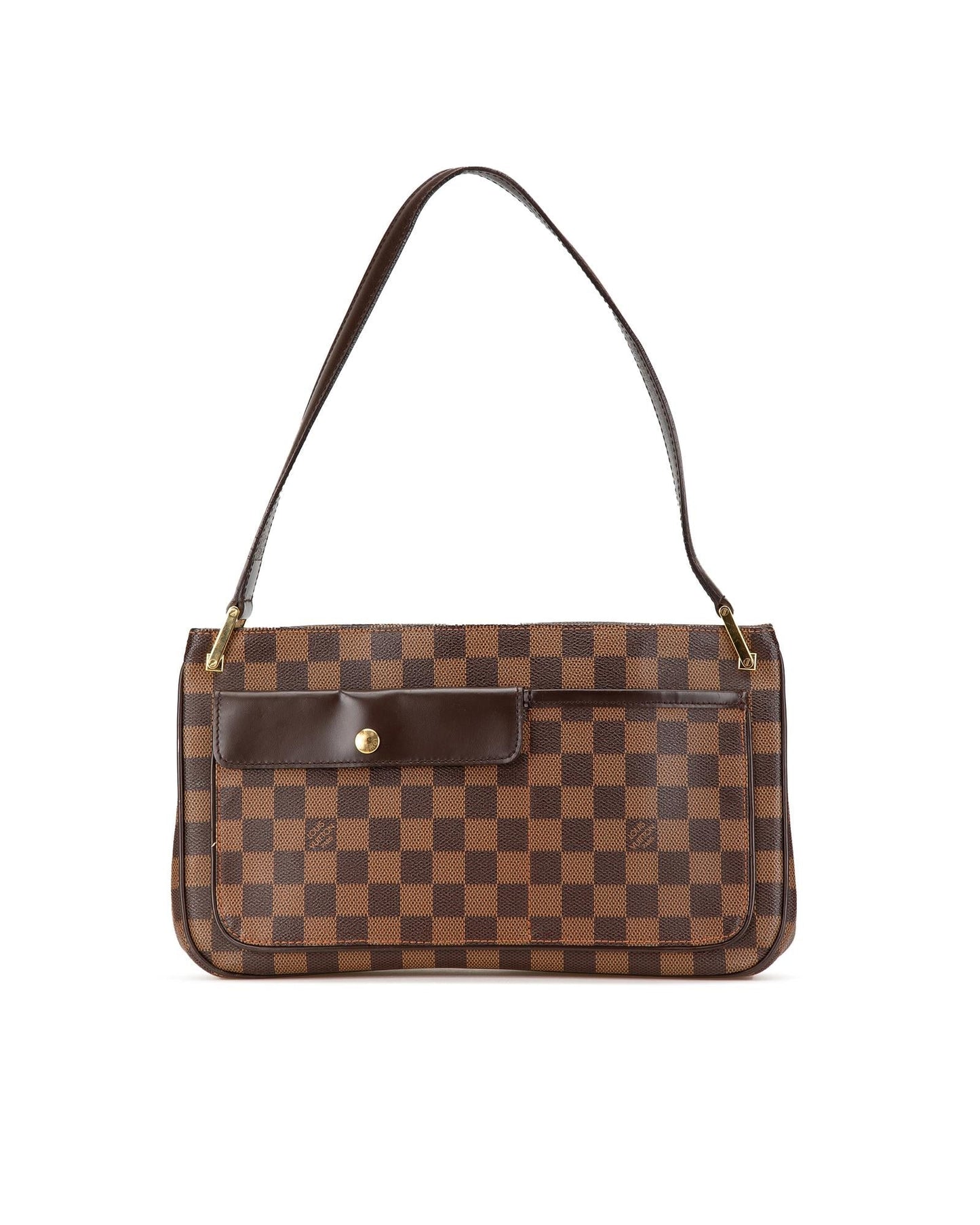Damier Ebene Canvas Bag with Leather Trim and Exterior Slip Compartments