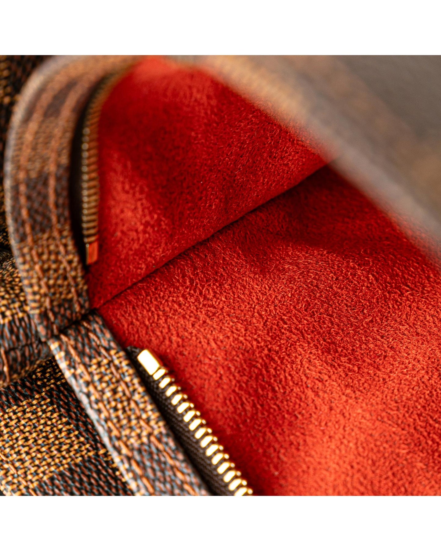 Damier Ebene Canvas Bag with Leather Trim and Exterior Slip Compartments