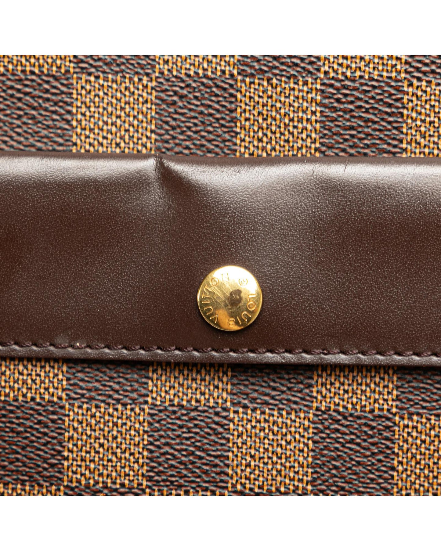 Damier Ebene Canvas Bag with Leather Trim and Exterior Slip Compartments