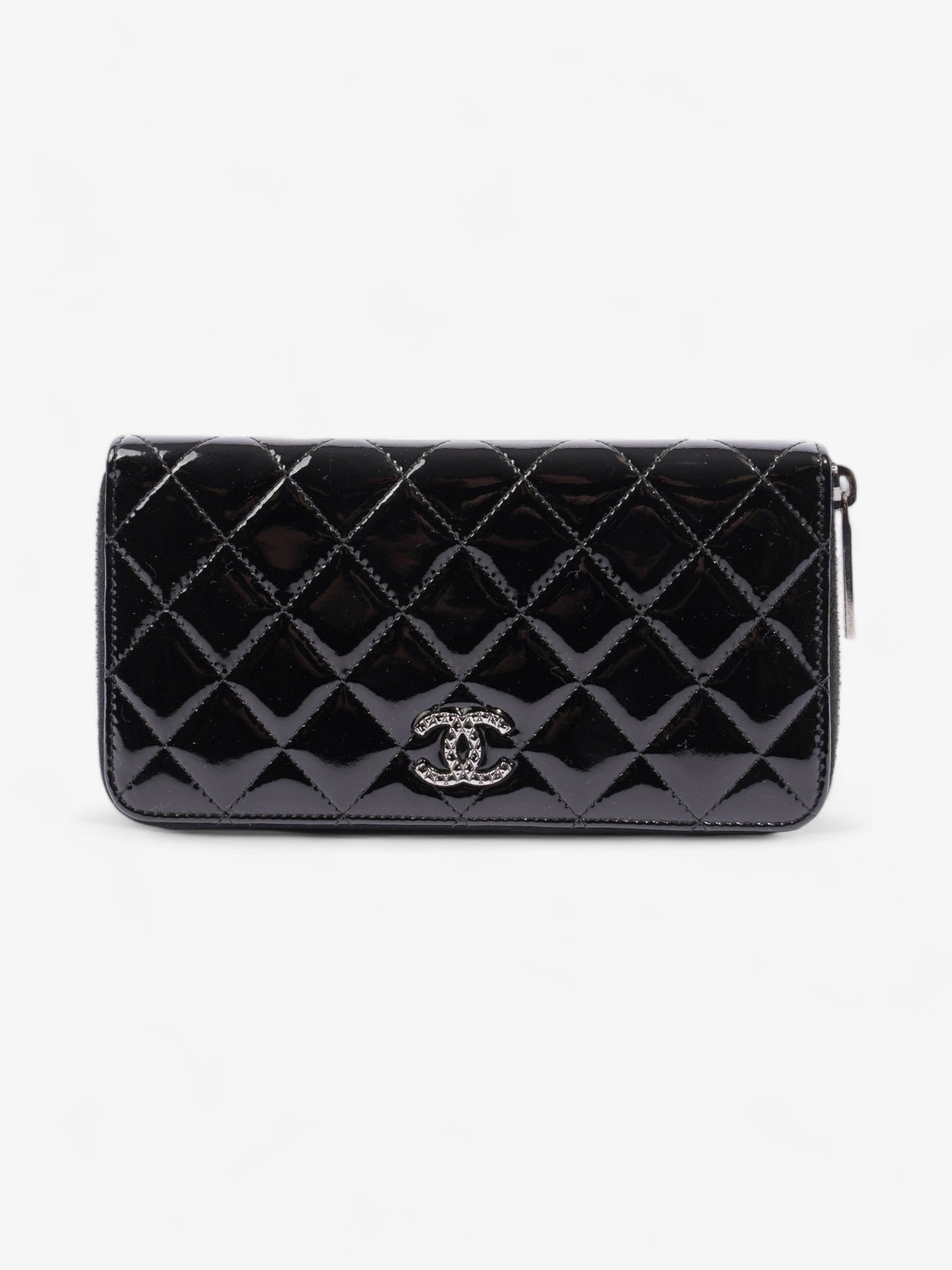 Chanel Brilliant Zip Around Wallet Black Patent Leather
