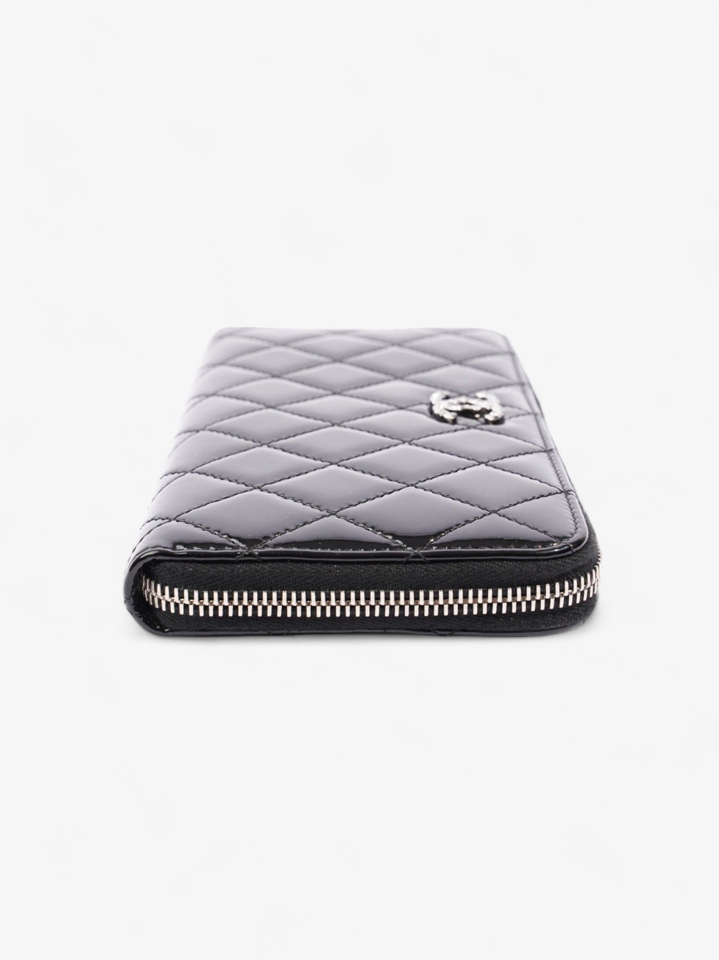 Chanel Brilliant Zip Around Wallet Black Patent Leather