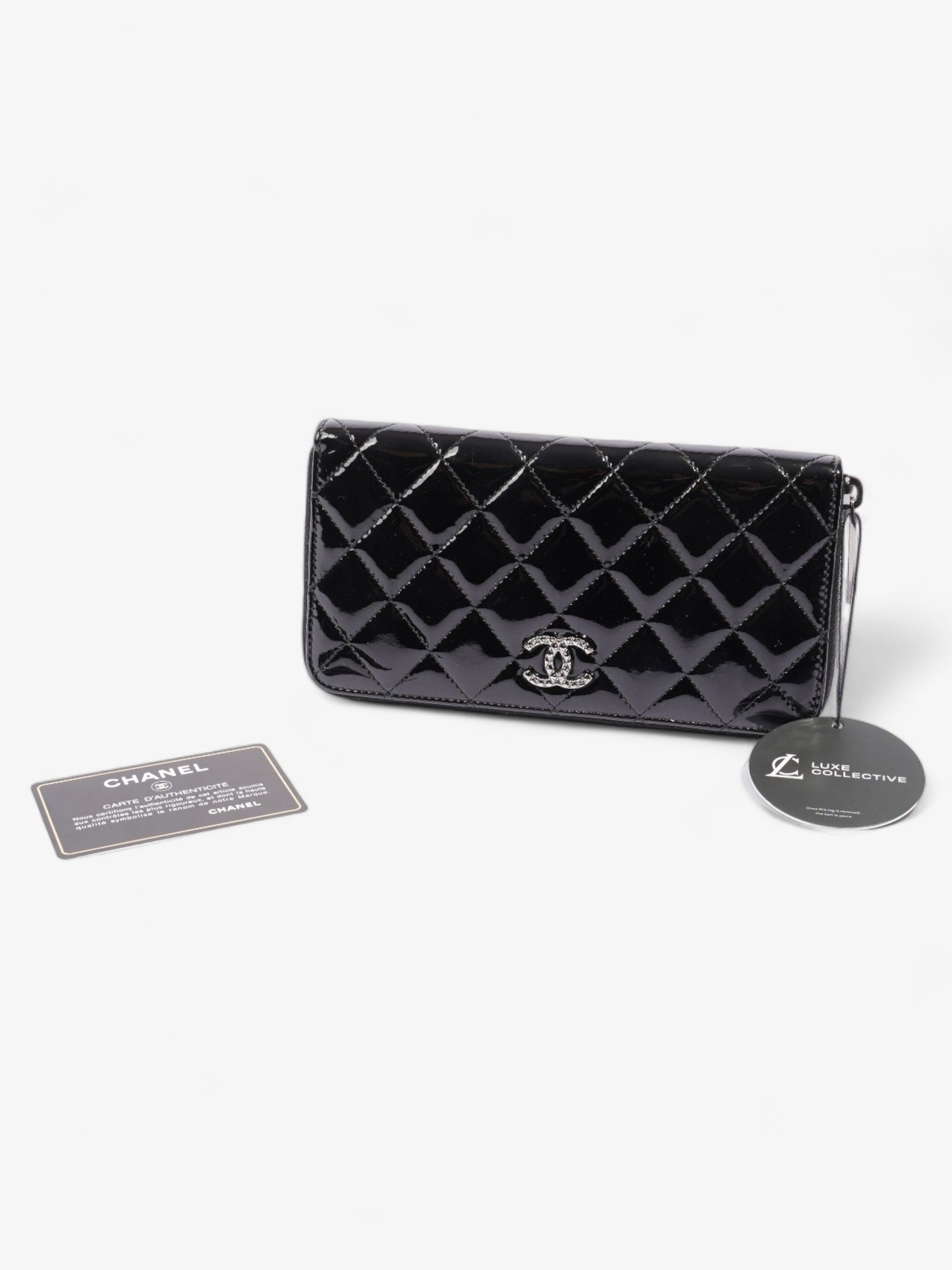 Chanel Brilliant Zip Around Wallet Black Patent Leather