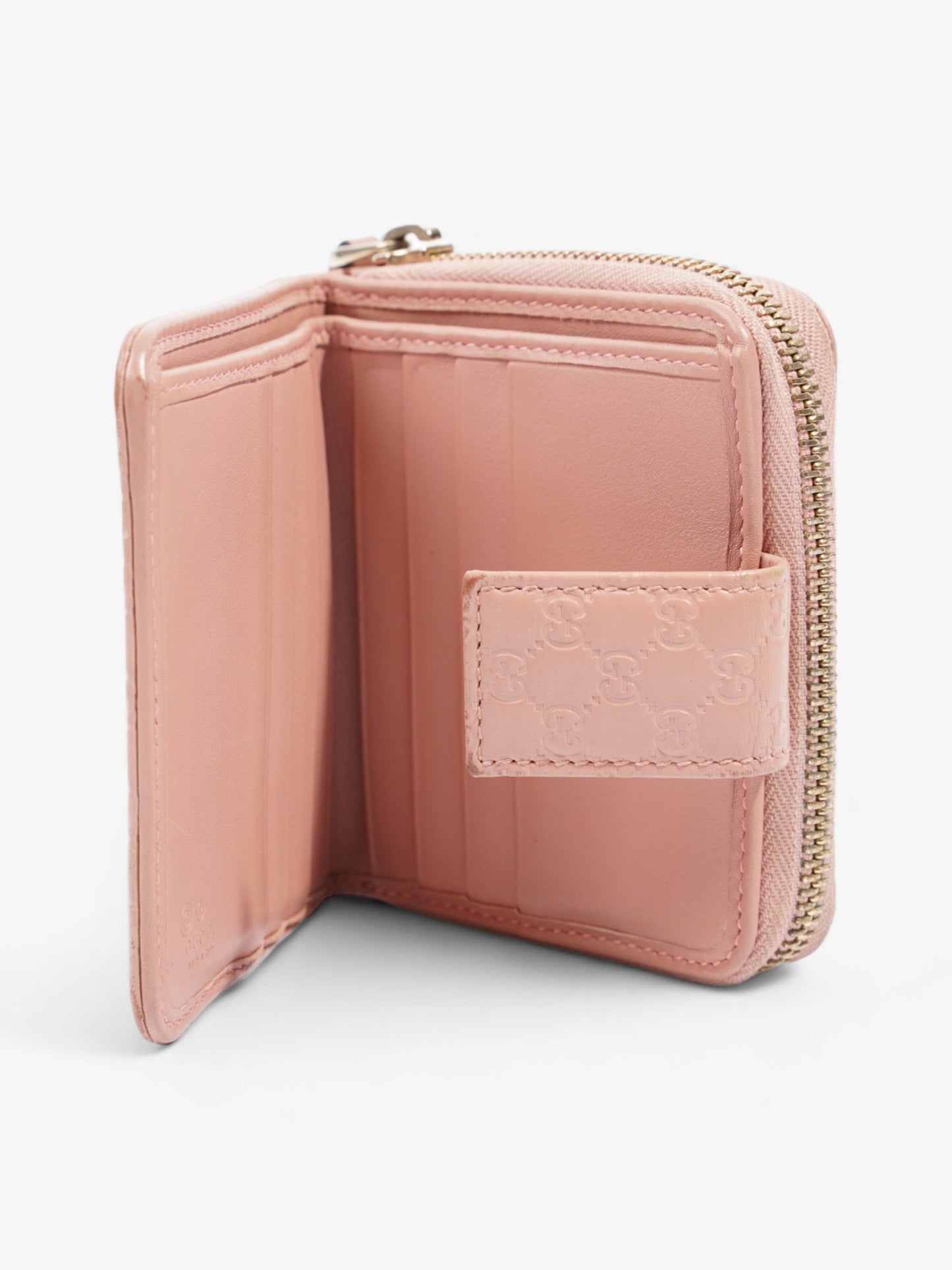 Gucci Gucci Micro Guccissima 449395 Leather Compact Wallet Pink   鈷?Engraving Pink Embossed Leather