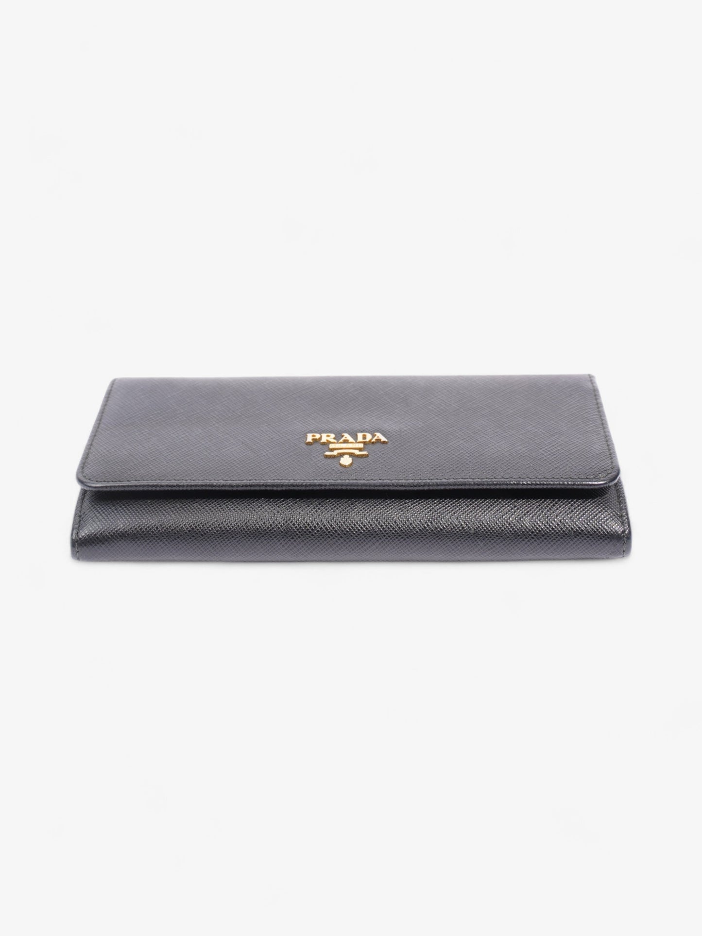 Prada Continental Wallet Black Saffiano Leather