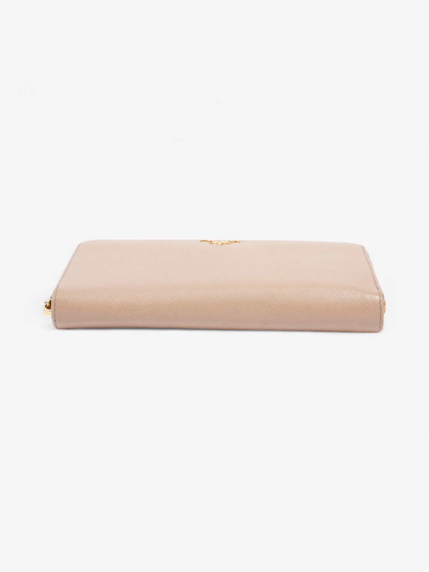 Prada Zip Around Wallet Beige Saffiano Leather