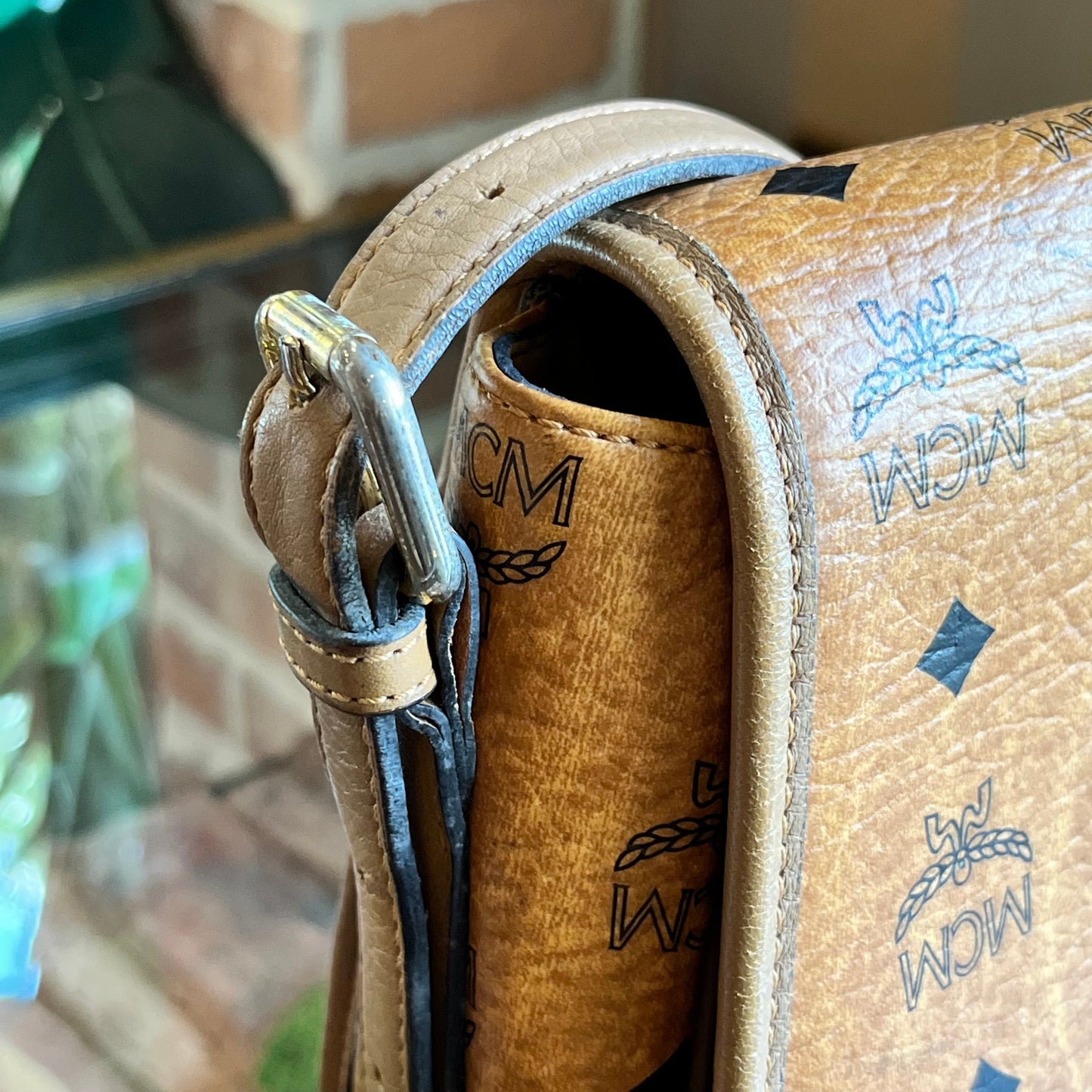 MCM Cognac Visetos Canvas Crossbody Bag