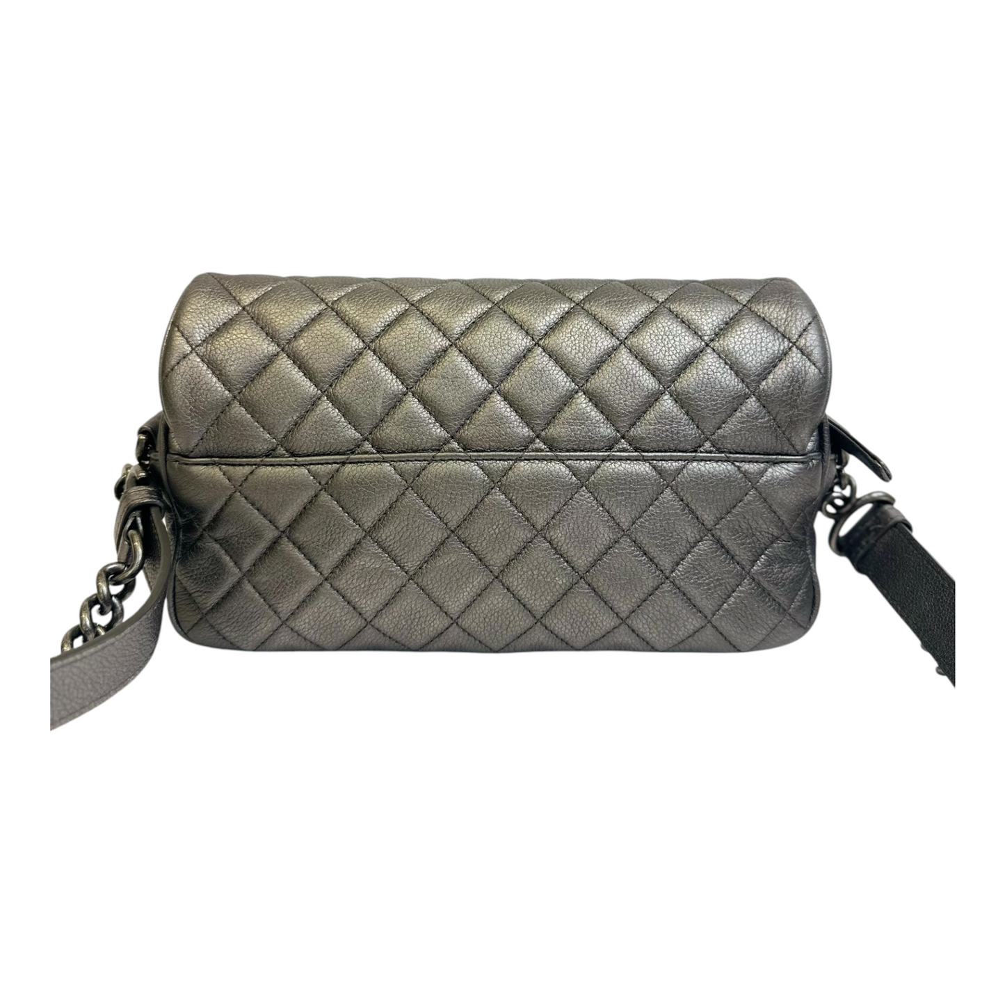Chanel Metallic Calfskin Quilted Small Casual Rock Flap Silver