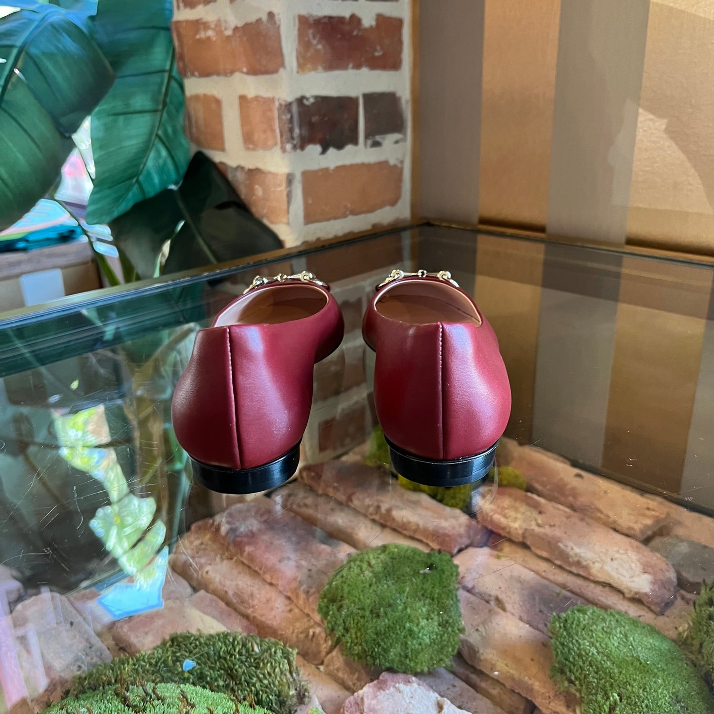 GUCCI Horsebit Red Leather Ballet Flats SZ 36