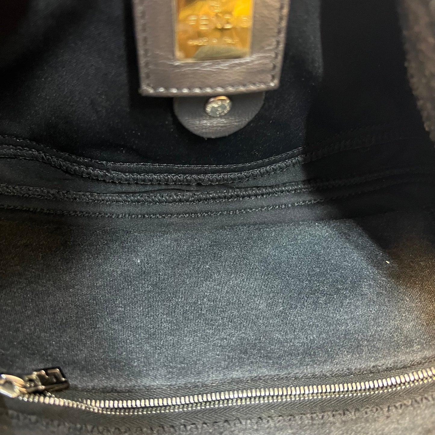 FENDI Mama Baguette Gray Jersey Vintage Shoulder Bag