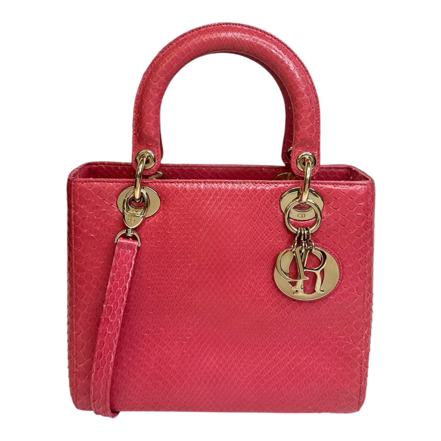 Christian Dior Snakeskin Medium Lady Dior Pink