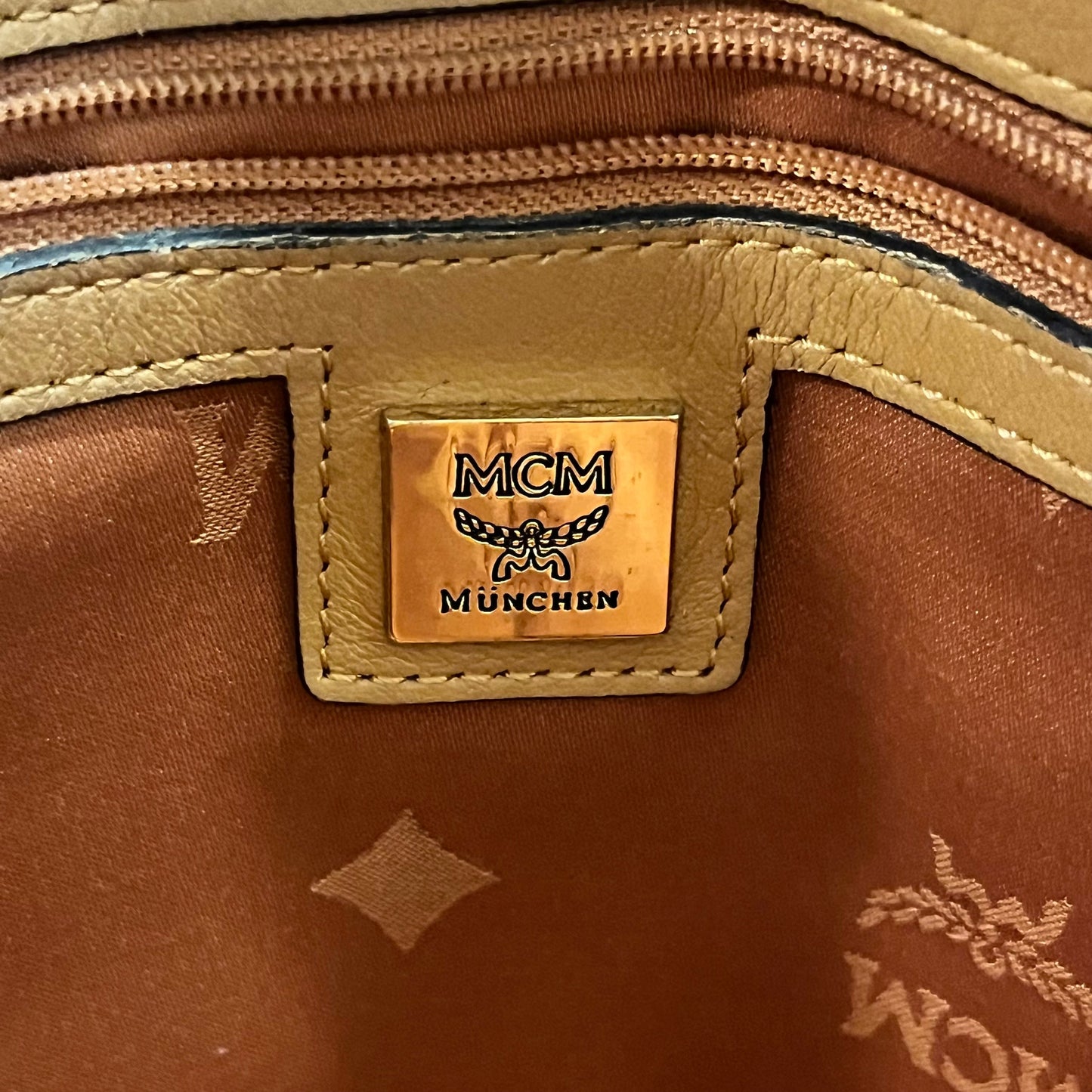 MCM Cognac Visetos Canvas Crossbody Bag