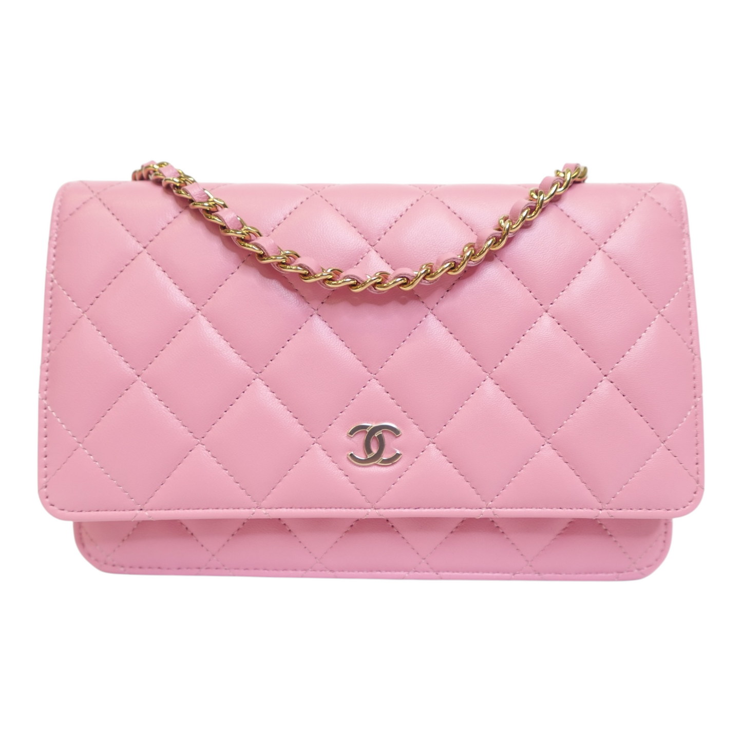 Chanel Pink Caviar Quilted Wallet on Chain