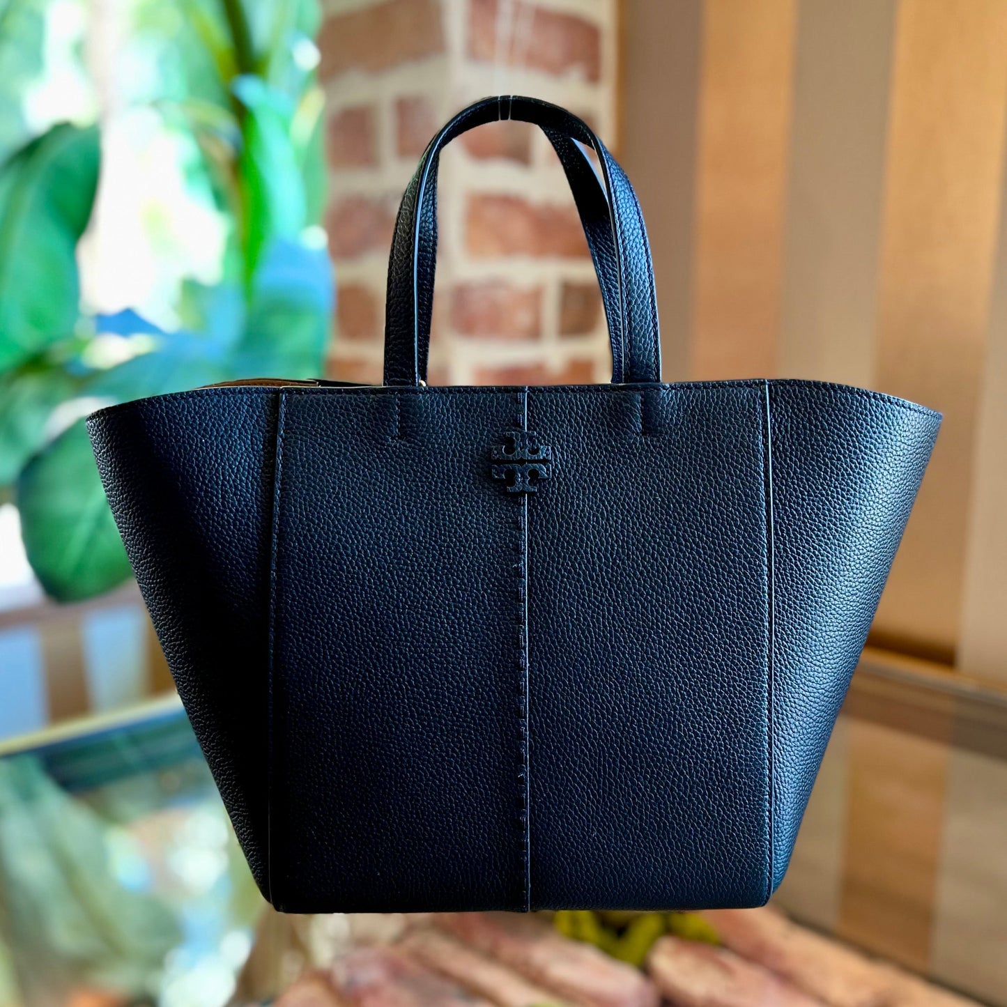 TORY BURCH McGraw Caryall Black Leather Tote