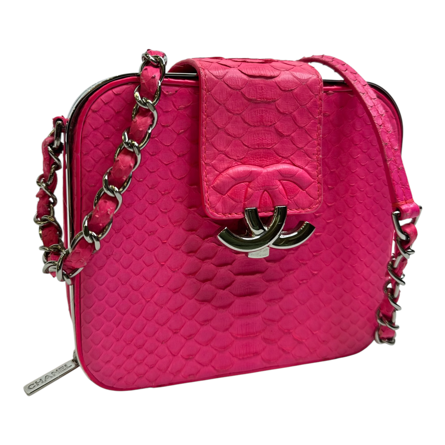 Chanel Snakeskin Mini CC Box Camera Bag Pink