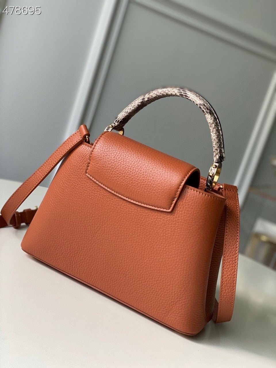 LV Capucines GLAMI Taurillon And Python Brown For Women,  Shoulder And Crossbody Bags 10.4in/27cm LV N97980