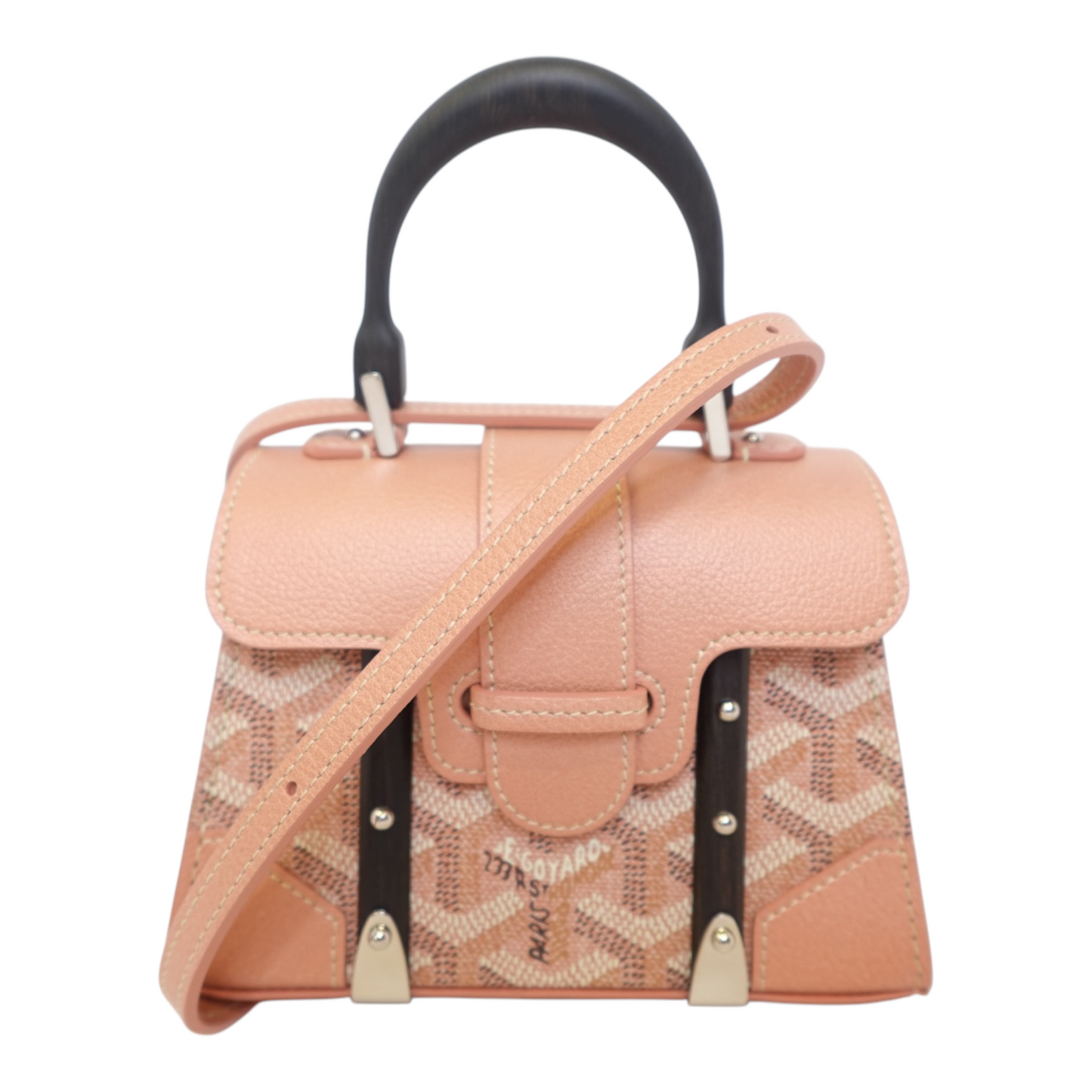 Goyard Pearly Coral Goyardine Canvas and Chevroches Calfskin SaÃ¯gon StructurÃ© Nano Bag