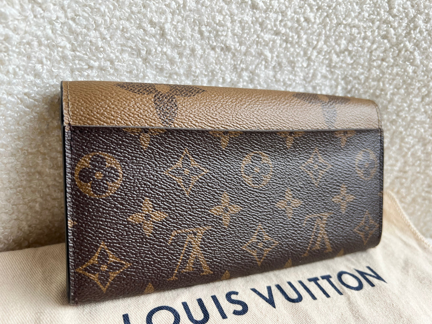 Louis Vuitton Sarah Wallet in reverse Monogram and Brown (RRP £550)