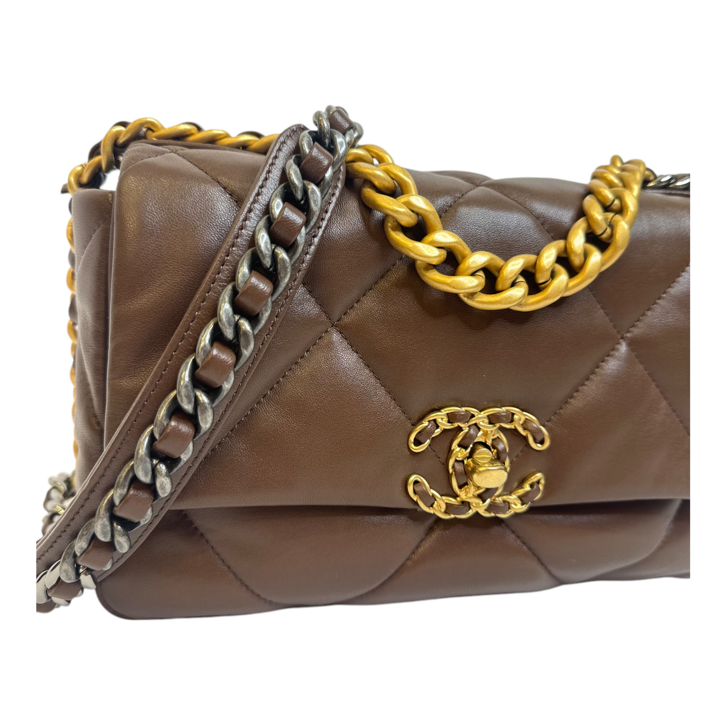 Chanel Lambskin Quilted Medium Chanel 19 Flap Brown