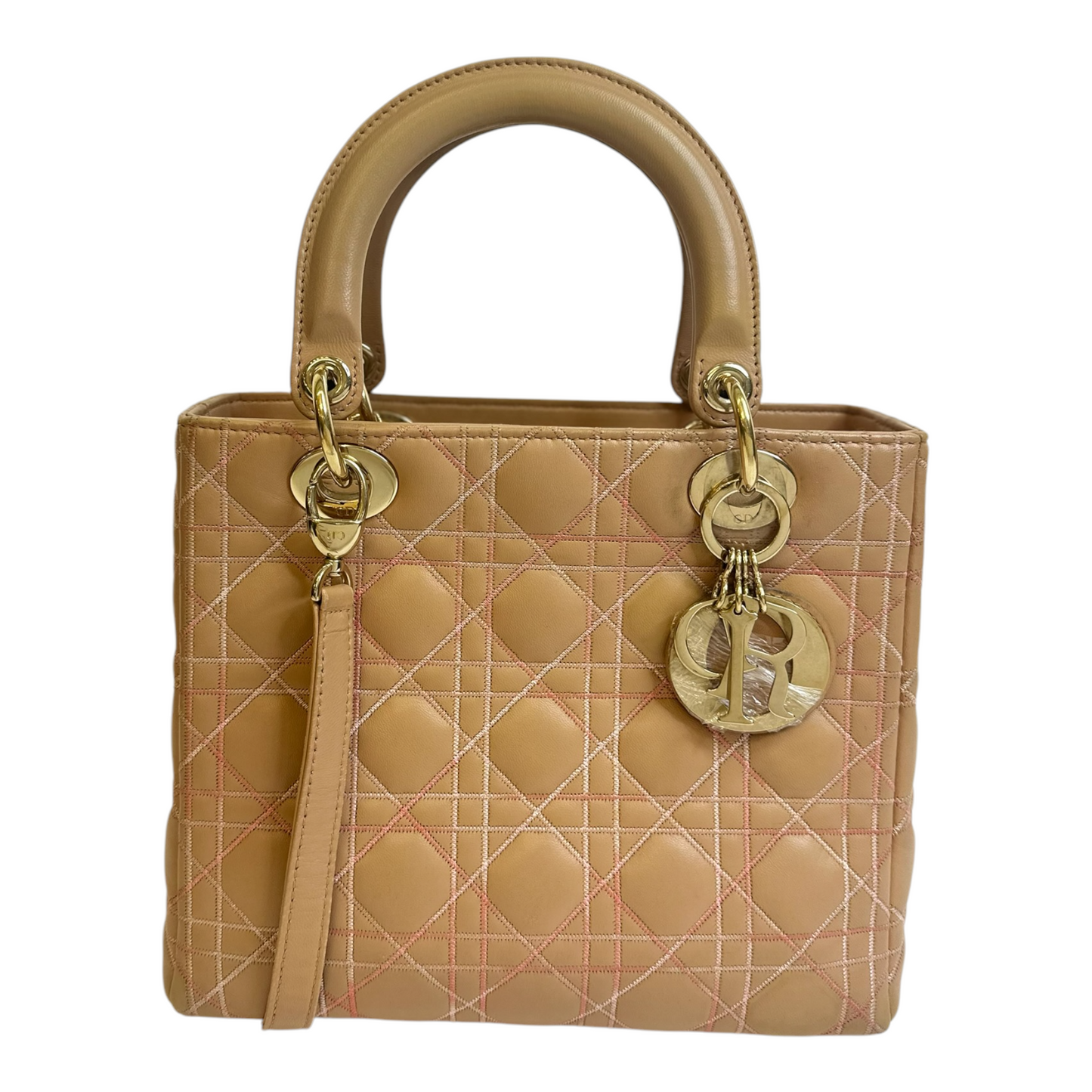 Christian Dior Lady Dior Patent Cannage Medium Beige